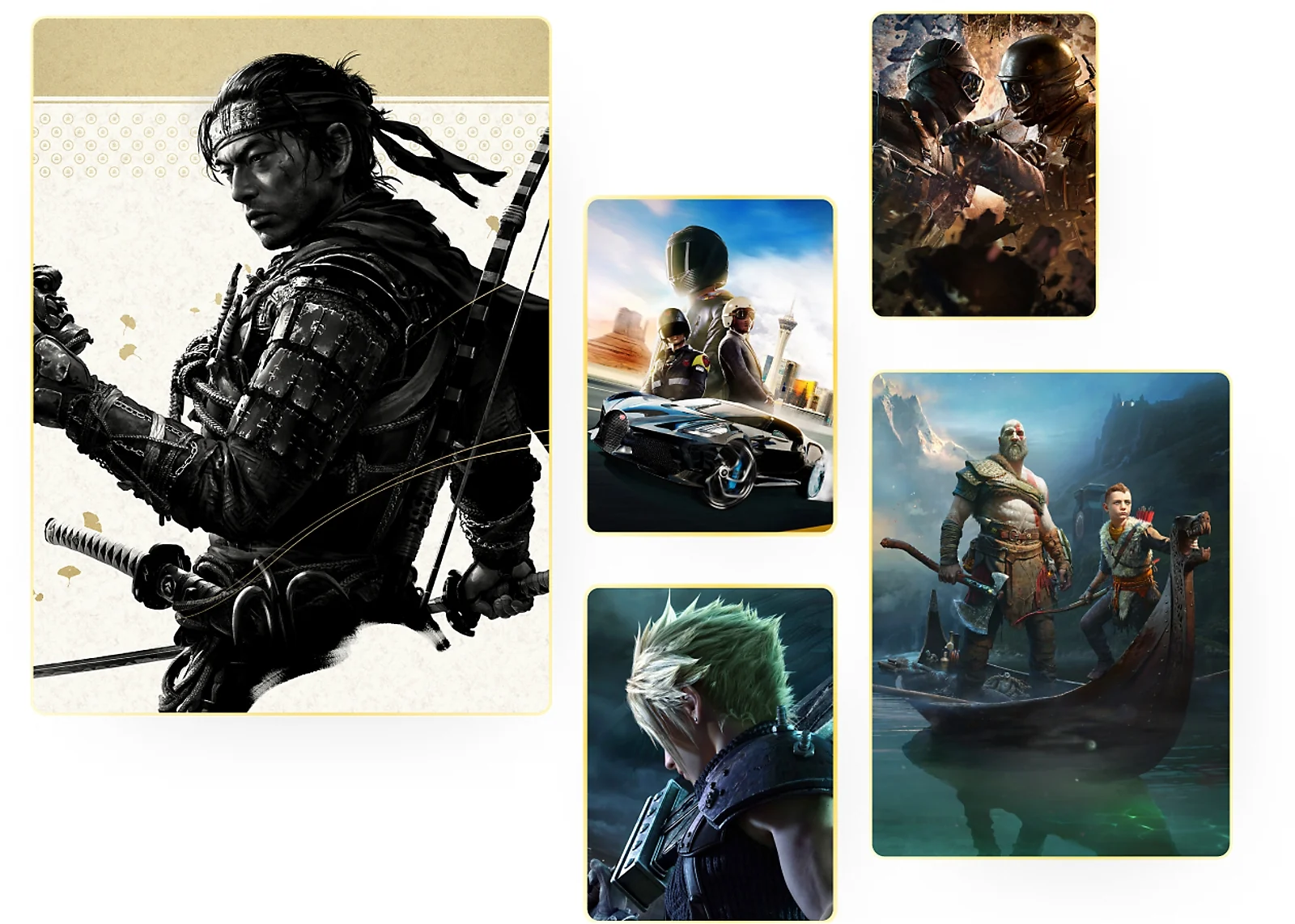 Official PlayStation Plus artwork featuring games available through membership catalogs