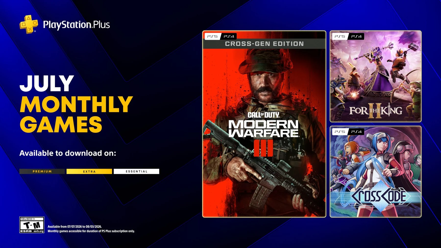Official PlayStation Plus Monthly Games lineup artwork for July 2026