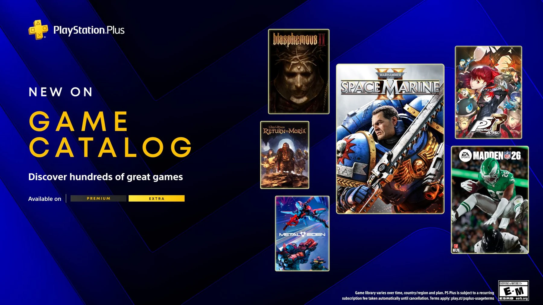 Official PlayStation Plus Game Catalog artwork for the March 2026 Extra and Premium lineup